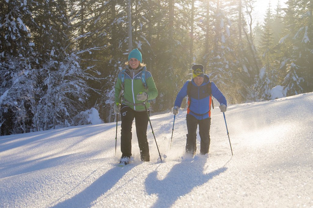 Schneeschuhwandern durch den Winterwald